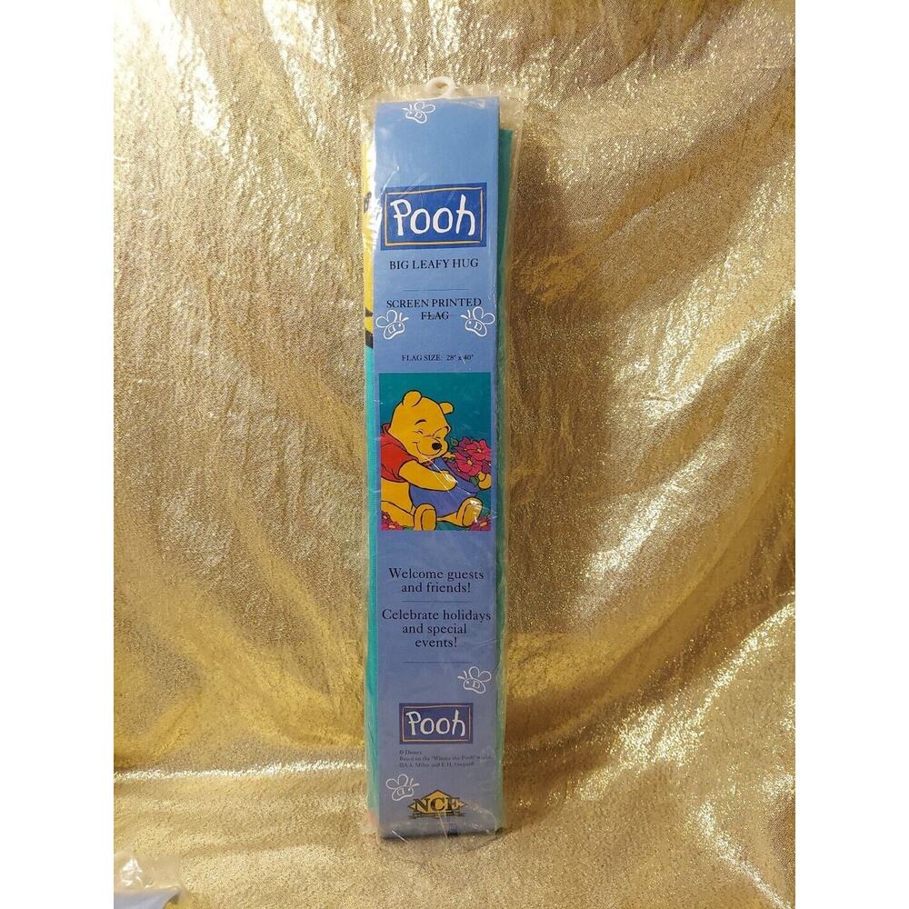 Decorative Garden Flag Winnie The Pooh Big Leafy Hug Flowers Spring 28"x40"